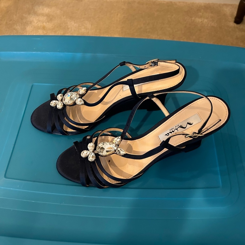 Nina Blue Heels with Sparkling Embellishments